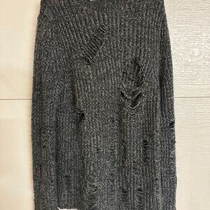 ASOS Desihn Charcoal Distressed Knit Sweater